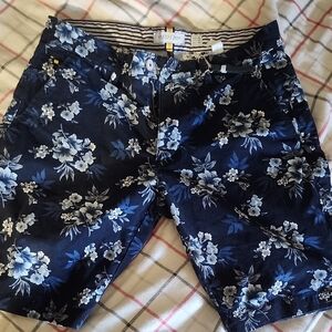 Navy Blue Floral Printed Shorts